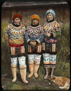 Image of Three Girls in South Greenland Dress